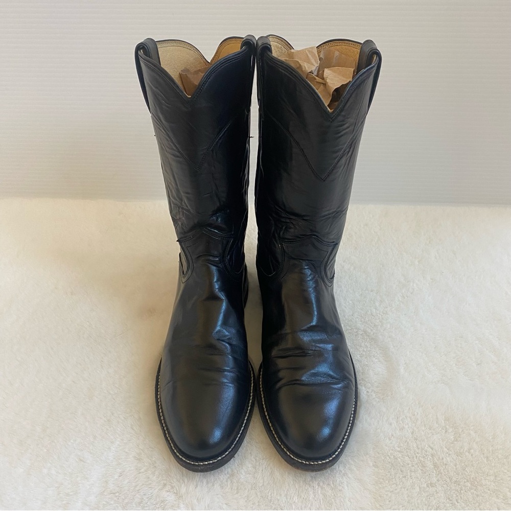 Justin Ropers Black Leather Cowboy Boots | Sz 6-1/2C